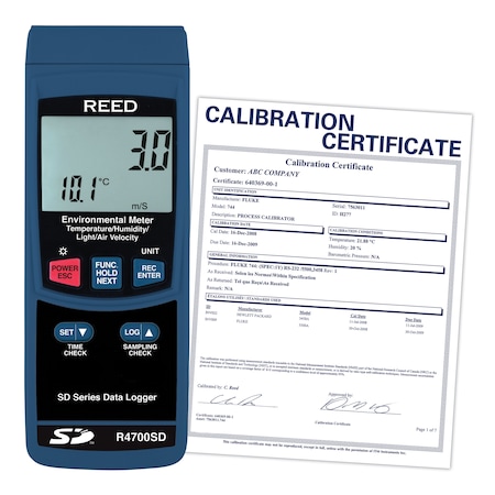 Reed Instruments REED R4700SD Data Logging Environmental Meter, includes ISO Certificate R4700SD-NIST